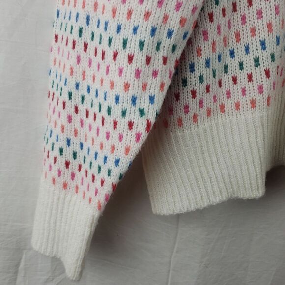 St John's Bay Women's Petite XXL White & Rainbow Polka Dot Sweater - Picture 6 of 12